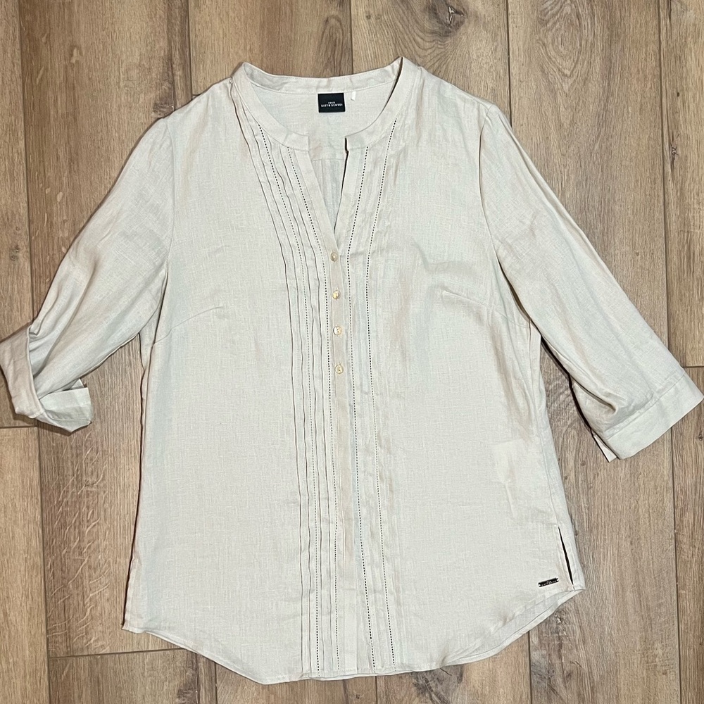 100% European Linen Your Sixth Sense Casual Cream Blouse Eur 40 - Women’s 8